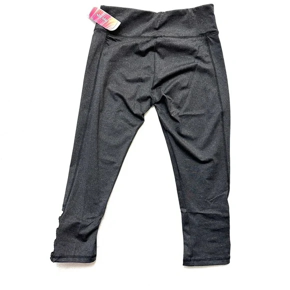 NWT Shosho Active Charcoal Grey Capri Leggings Crisscross M - Picture 7 of 8
